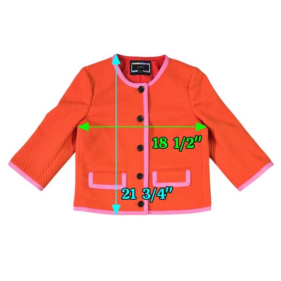 J. Crew Orange Red Textured Jacket in Matelasse Ribbon Trim Preppy AJ886 - Picture 3 of 10
